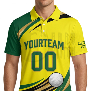 Polo de Golf Personalizado para Hombre, Amarillo y Verde, Estampado Digital, Manga Corta, Secado Rápido, 100% Poliéster, Cierre de Botones, Corte Regular - Product Image 4