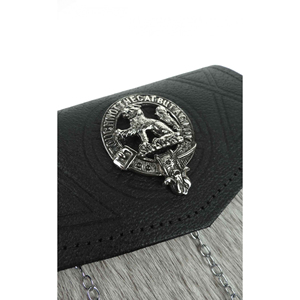 GNG IMPEX Sporran semi-découpé noir avec devant en crin de cheval et pompons argentés, accessoire traditionnel pour kilt écossais - Product Image 4