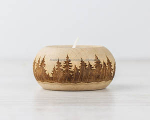 Elegante soporte de luz de té de bambú con acabado natural perfecto para la decoración del espacio de vida y meditación ecológica - Product Image 3