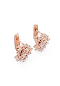 Pendientes de Diamantes Cultivados en Laboratorio en Oro Rosa, Diseño Floral, Joyería para Fiestas, Bodas y Compromisos - Product Image 3