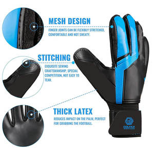 Gants de gardien de but en cuir de haute qualité à marque privée, respirants, unisexes, pour usage extérieur, avec sangle de poignet réglable et doigts entièrement protégés - Product Image 3