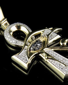 Pendentif Moissanite Œil d'Horus Ankh Croix Hip Hop Foi Chrétienne en Argent 925 Plaqué Or Luxe Diamant Dvars DDP-1016 Cadeau - Product Image 1