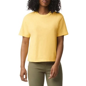 Nouveau T-shirt court coupe droite épaules tombantes respirant écologique 100 % coton anti-plis streetwear femme - Product Image 1