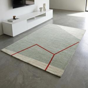 Alfombra de Lana Anudada a Mano, Diseño Floral Clásico de Lujo, Color Verde Salvia, Diseño de Bloques de Color, Pelo Plano, Alfombra Decorativa para Sala de Estar, MIRZAPUR - Product Image 3