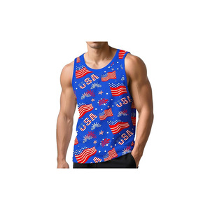 Camiseta sin mangas de sublimación para hombre, de verano, de secado rápido, con estampado gráfico frontal y logo, para gimnasio y entrenamiento. - Product Image 5