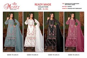 Premium à la mode et élégant indien Khatli travail Organza Shalwar Kameez ensemble brodé Dupatta pour les occasions de fête d'hiver séchage rapide - Product Image 6