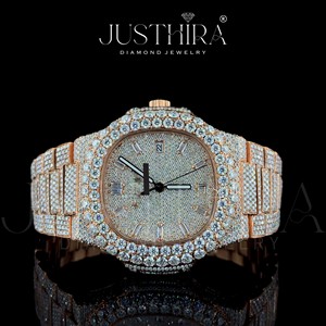 Reloj de Cuarzo con Diamantes Moissanite, Cuadrado, Unisex, Claridad VVS, Esfera con Incrustaciones, Correa de Acero Inoxidable, Estilo HipHop Deportivo para Uso Diario - Product Image 2