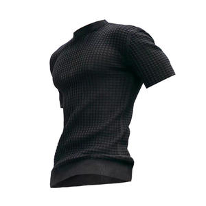T-shirt à manches courtes en tricot vert olive pour homme, col rond, coupe ajustée, vêtement décontracté, couleur unie - Product Image 6