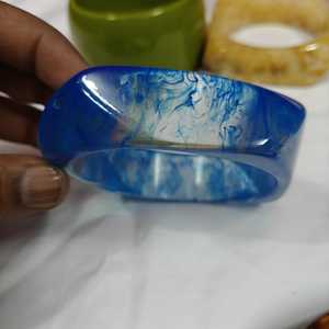 Blue Resin <b>Bangle</b> Bracelet Unisex Classic Style Acrylic Lucite Jewelry Fashion <b>Bangles</b> - Product Image 1