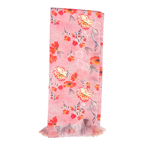Tie Benon Elegant Floral <b>Pink</b> Peach Fashion Scarf for Women Lightweight Soft Fringe Shawl <b>Wrap</b> Accessory 250g shawl fashion <b>wrap</b> - Product Image 2
