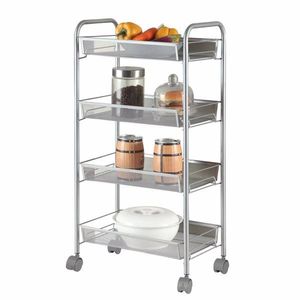 Carrello portaoggetti argentato a quattro strati rimovibile con stile a rete a nido d'ape, comoda soluzione organizzativa - Product Image 2