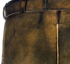 Shorts traditionnels bavarois en cuir véritable pour homme, broderie florale, coupe classique, marron - Product Image 5