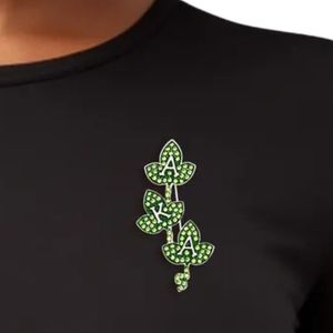 Broche Feuille de Lierre Vert Rose pour Femme, Épingle Florale en Cristal, Bijou de Mode, Broche Décorative, Accessoire Vestimentaire Élégant, Cadeau pour Fête - Product Image 3