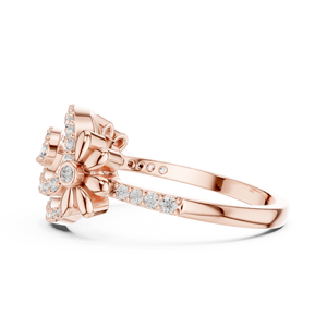 Anillo de Diamantes Cultivados en Laboratorio con Diseño de Pétalos en Espiral, Oro Rosa de 18 Quilates con Baño de Rodio, Piedras Laterales Minimalistas, para Mujer, Compromiso, Boda - Product Image 2