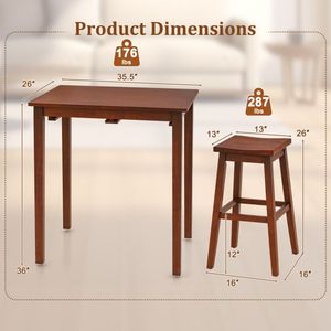Juego de Mesa de Bar de 3 Piezas con 2 Taburetes Tipo Silla de Montar, Mesa de Pub Moderna de Metal para Bar en Casa y Oficina - Product Image 5