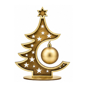 Ornement de Noël en bois en forme de flocon de neige, artisanat traditionnel, blanc avec détails bruns - Product Image 2