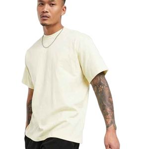 LOGO personnalisé T-shirt en coton de couleur unie de haute qualité pour hommes T-shirts à col rond surdimensionnés à épaules tombantes pour hommes - Product Image 1