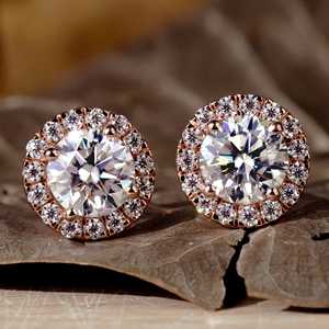 Pendientes de Diamantes Cultivados en Laboratorio, Corte Oro Blanco, Color Rosa, para Adolescentes, Bodas y Fiestas, Disponibles a Precio Accesible - Product Image 1