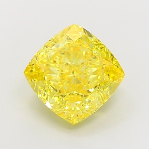 Diamante amarillo vivo brillante cultivado en laboratorio, corte cojín, certificado, tipo CVD, brillo radiante, para joyería fina y elegante. - Product Image 1