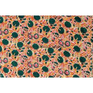 Tissu en coton imprimé à la main indien, fait à la main, pour la confection de robes pour femmes - Product Image 5