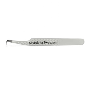 Pinzas de extensión de pestañas profesionales de 90 grados, punta de fibra de acero inoxidable, precisión antimagnética puntiaguda - Product Image 1