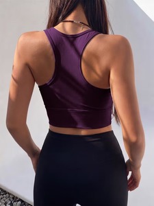Womens <b>Supportive</b> Athletic Bralette Solid Color Gym Tank Running Underwear Padded Moisture Wicking Training Jogging <b>Crop</b> <b>Top</b> - Product Image 5