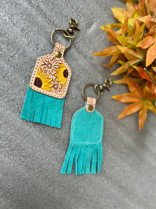 Nouveau véritable fabriqué à la main en cuir véritable de couleur usiné mignon charmant gland porte-clés Offre Spéciale Style occidental moderne Turquoise porte-clés - Product Image 5