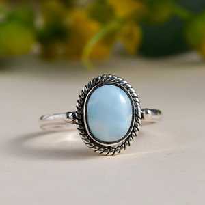 Anillo de aguamarina natural de corte ovalado, piedra preciosa azul claro, joyería de plata de ley para mujer, diseño elegante - Product Image 5