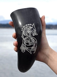 Vente chaude M.I.G. Chopes à bière/vin vintage Viking en corne de buffle naturelle, polies, écologiques, artisanales, de qualité supérieure, pour l'exportation. - Product Image 2