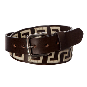 Cinturón de Polo Ecuestre Clásico de Cuero Genuino con Estrella Bordada para Hombre, Accesorio de Equitación Personalizado al por Mayor - Product Image 4