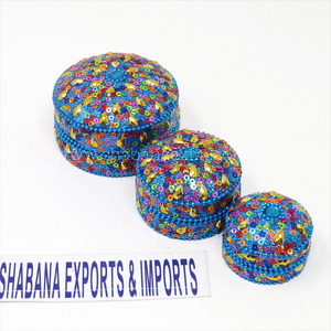 Caja de Recuerdos para Regalos, Juego de 3 Piezas, para Joyería, Artesanía Metálica India, Recuerdos de Boda, Caja de Aluminio para Empacar - Product Image 2