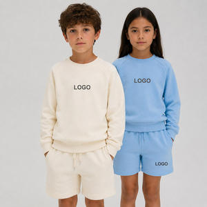 Ensemble sweat-shirt et short en molleton français 100% coton écologique pour hommes, avec logo personnalisé, décontracté, deux pièces, pour 2 à 12 ans - Product Image 4