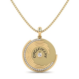 Pendentif Cercle de Vie avec Diamant Central, Argent 925, Moissanite, Alliage de Zinc, Breloque Thème, Collier Unisexe Style Classique - Product Image 1