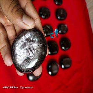 Rare Quartz Palmstone Healing Silver <b>Black</b> <b>Polished</b> Hand Carved Natural Premium Quality India Love Theme Crystal Home Brilliant - Product Image 1