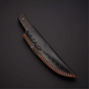 Drop Point Hunting Knife Wood Handle Leather Sheath Outdoor Survival <b>Tool</b> - Product Image 6