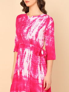 Robe évasée trapèze en rayonne tie & dye pour femme, séchage rapide, idéale pour l'été, les fêtes, le style de vie moderne et le quotidien – Meilleur prix fournisseur - Product Image 3