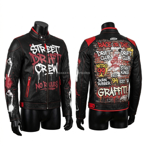 Blouson de moto en cuir minimaliste avec motif discret, vêtements de moto professionnels, vente en gros France et région nordique, style motard élégant - Product Image 4