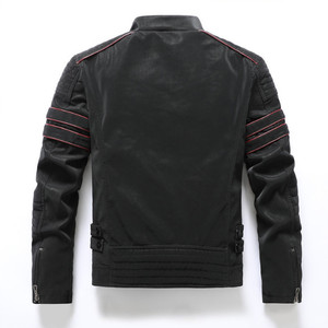 Veste en cuir d'hiver Fleece Warm Causal Motorcycle Embroidery PU Coats Fashion Multi-pocket Vintage Outwear Male Autumn Jackets - Product Image 6