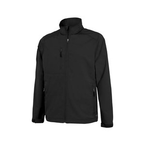 Veste en polaire noire pour homme avec fermeture éclair, col montant, coupe-vent décontractée pour l'automne, veste softshell personnalisée en gros - Product Image 1