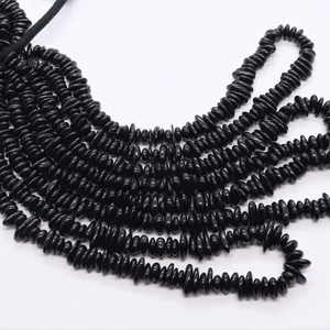 Perles de spinelle noire naturelle lisse en forme de pépite, 6-7 mm, perles de pierres précieuses de spinelle noire naturelle pour la fabrication de bijoux - Product Image 1