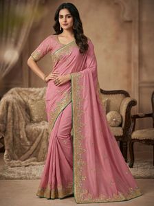 Sari pour femmes avec broderie en fil et zari, travail de sequins Rambo, idéal pour les fêtes et les festivals, à prix abordable - Product Image 3