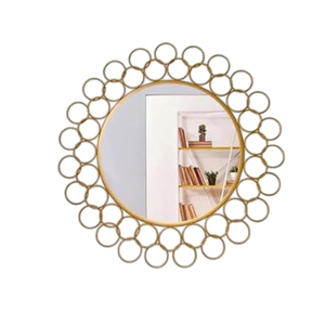 Luxury Gold Geometric Metal Wall <b>Mirror</b> Custom <b>Silver</b> Framed Convex <b>Mirror</b> Sunburst Design Round Decorative Hanging <b>Mirror</b> - Product Image 4