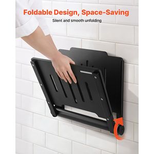 Siège de douche mural pliable de 17,8 pouces avec dossier, en plastique, pour salle de bain et couloir - Product Image 5