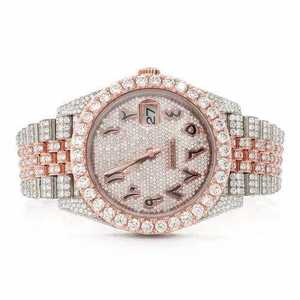 Luxury Iced Out Moissanite Quartz <b>Watch</b> Two Tone Rose Gold 40mm Sapphire Crystal Dial Diamond Bust Down Hip Hop Wristwatch - Product Image 1