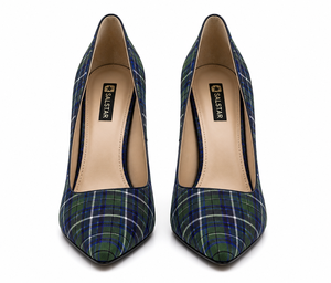 Chaussures à talons hauts en tartan pour femmes, escarpins à talon aiguille à carreaux écossais pour mariage et fête, logo personnalisé, vente en gros - Product Image 2