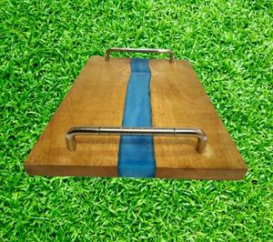 Bandeja de servir rectangular de madera de acacia hecha a mano, especial para el Ramadán, popular para servir comida en restaurantes, hoteles y en el hogar. - Product Image 1