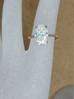 Bague de mariage ovale de luxe en or jaune 14 carats avec diamant de laboratoire de 3 carats, bord secret à biseau, certifiée IGI, pour mariée
