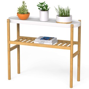 Walnut Wood Plant Display Stand with White Top - Wholesale Wooden <b>Planters</b> India - Product Image 1
