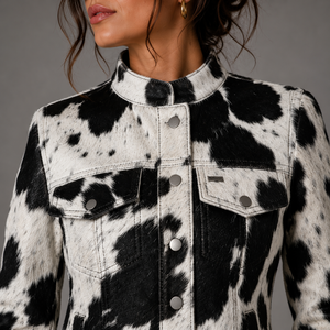 Cowhide Pattern Vest Genuine Leather <b>Sleeveless</b> <b>Jacket</b> Windproof Outerwear for Winter, Cow Print Western <b>Sleeveless</b> Leather - Product Image 4