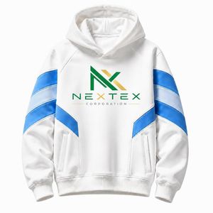 Custom Logo <b>White</b> Pullover Hoodie <b>Men</b> Blue Stripes Raglan Sleeve School Team Uniform <b>Sweatshirt</b> - Product Image 1